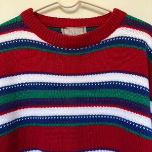 Vintage Crewneck 100% Heavy Cotton Knit Sweater by Christopher Hayes ~ Large